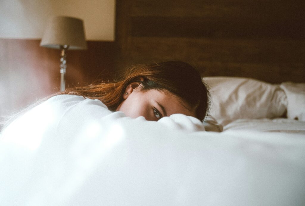 Traveler in cozy room