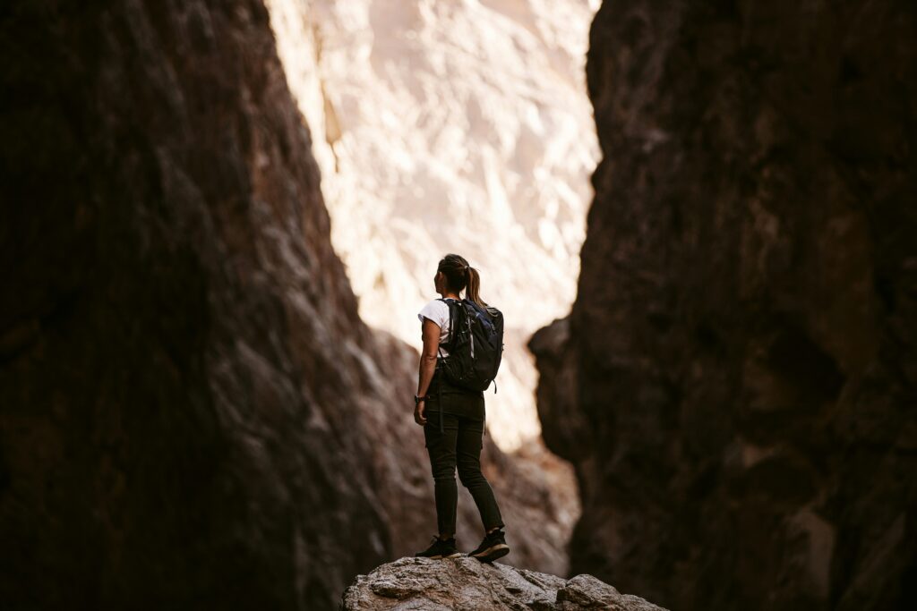 Traveler at canyon