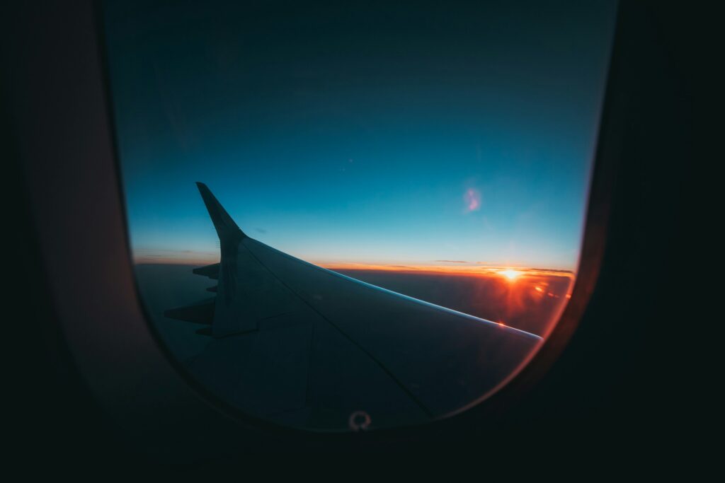 Frontier plane ready at dusk