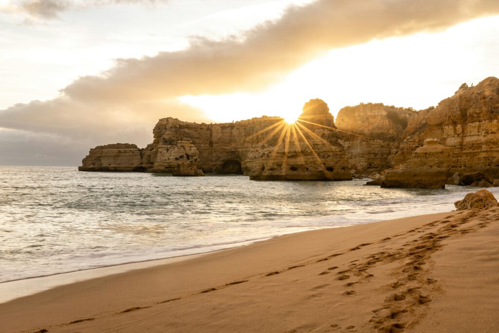 Praia da Rocha in Algarve with golden cliffs and blue waters, a value beach travel 2025 retreat.