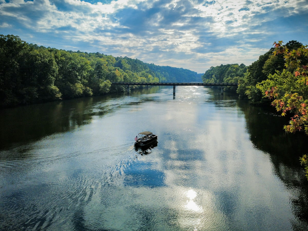 Tranquil forest waterway through the Ouachita Mountains near Hot Springs Arkansas