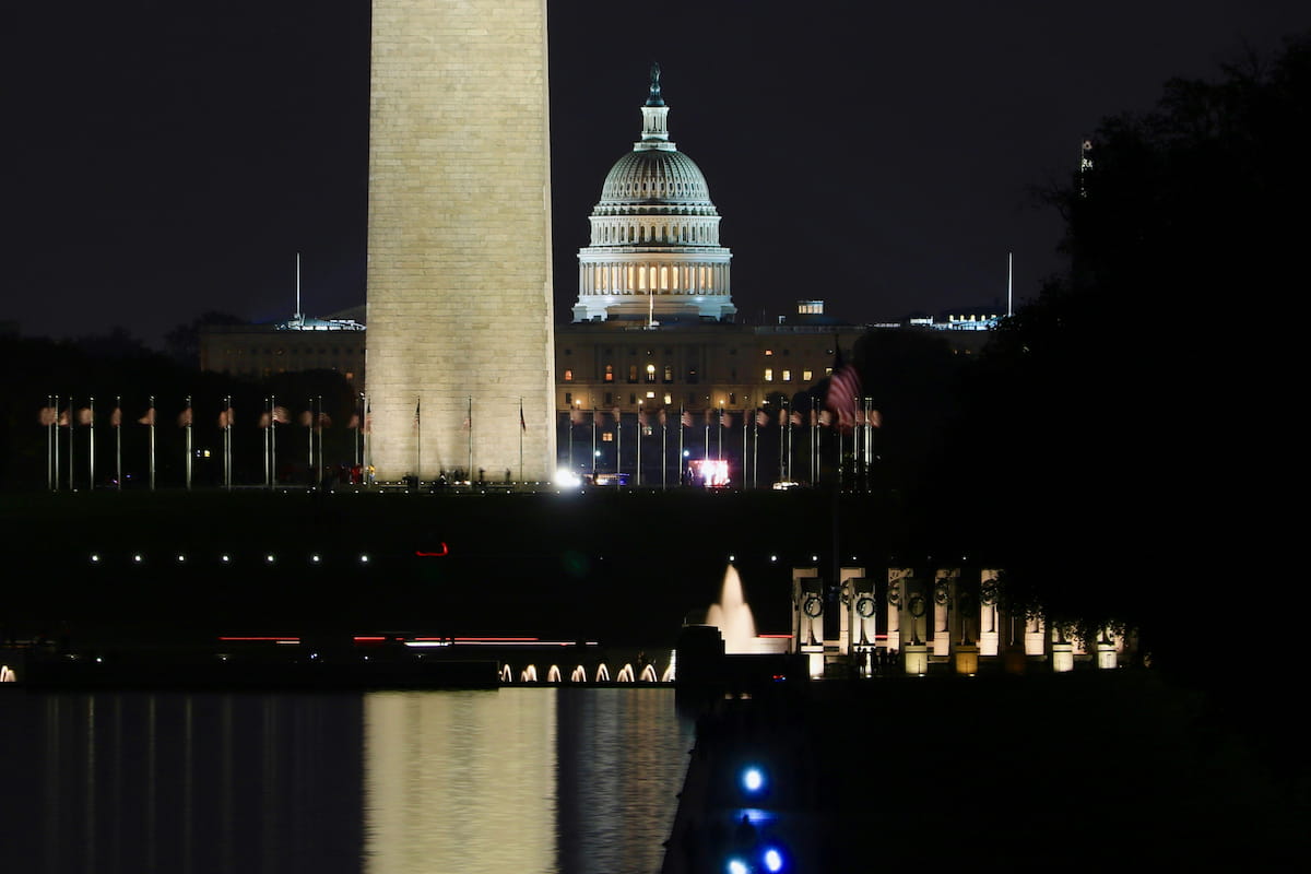 Washington DC National Mall with the Capitol Building and reflecting pool at sunrise