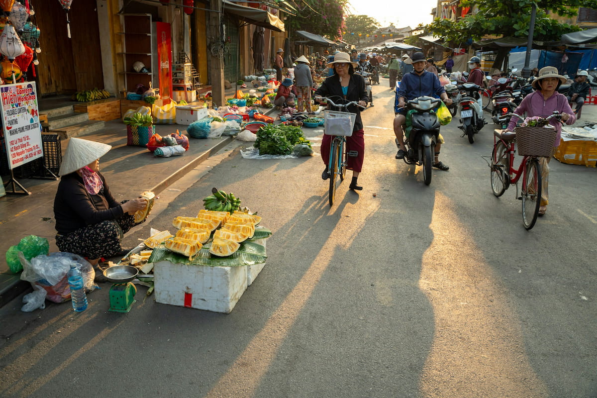 Hoi An Ancient Town market street bougainvillea Vietnam